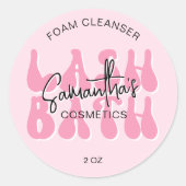 Sticker Rond Shampooing rose esthétique Rétro Lash extensions d (Devant)