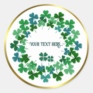 Sticker rond shamrock circulaire texte personnalis