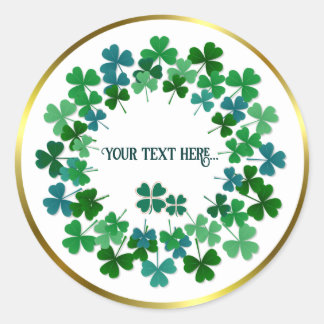Sticker rond shamrock circulaire texte personnalis