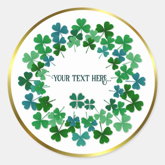Sticker rond shamrock circulaire texte personnalis (Devant)