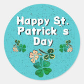 Sticker Rond Shamrock Clover Irish Joyeux St Patrick`s Day (Devant)