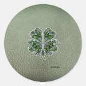 Sticker Rond Shamrock Colover St.Patrick`s Day Green Leather (Devant)