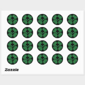 Sticker Rond shamrock crâne éffrayant (Feuille)