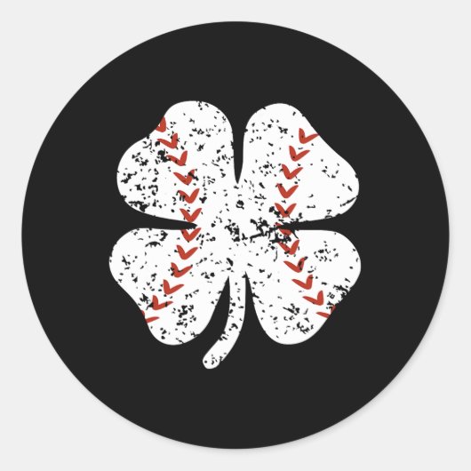 Sticker Rond Shamrock de baseball Jour de la Saint Patrick lanc (Devant)
