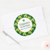 Sticker Rond Shamrock de Clover Vert mignon Anniversaire Motif (Enveloppe)