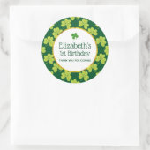Sticker Rond Shamrock de Clover Vert mignon Anniversaire Motif (Sac)