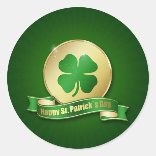 Sticker Rond Shamrock de la pièce de la Saint-Patrick (Devant)