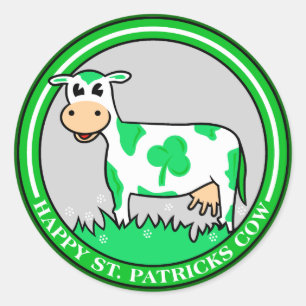 Sticker Rond Shamrock de la vache de la Saint-Patrick