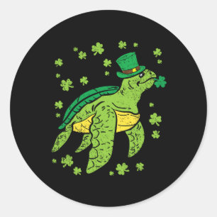 Sticker Rond Shamrock de tortue de mer Jour de la Saint Patrick