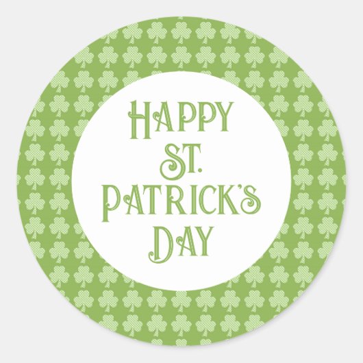 Sticker Rond Shamrock de verdure Clover Pois Patrick's Day (Devant)