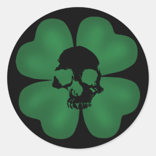 Sticker Rond Shamrock éffrayant de crâne