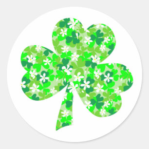 Sticker Rond Shamrock floral de la Saint Patrick