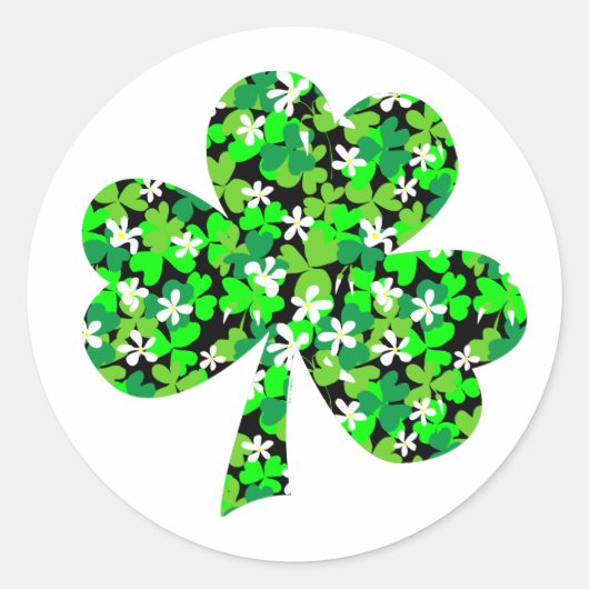 Sticker Rond Shamrock floral de la Saint Patrick (Devant)