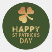 Sticker Rond Shamrock Gold Foil, Saint Patrick's Day (Devant)