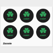Sticker Rond Shamrock Green Clover Irlande Celtic Irish Nom (Feuille)