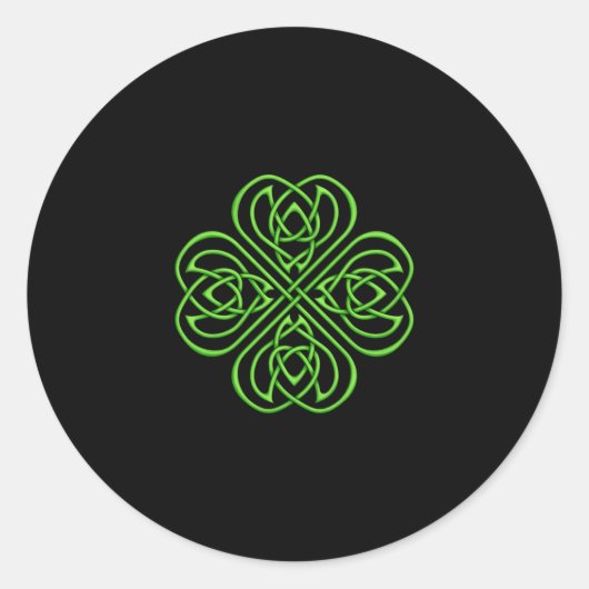 Sticker Rond Shamrock irlandais - Green Celtic Knotwork (Devant)