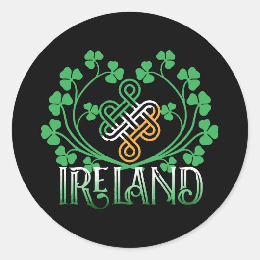 STICKER ROND SHAMROCK IRLANDE (Devant)