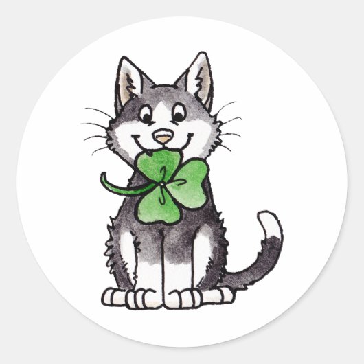 Sticker Rond Shamrock Kitty (Devant)
