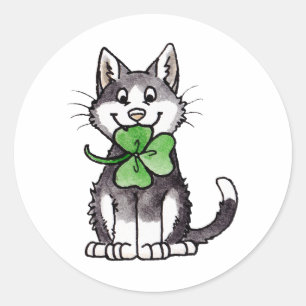 Sticker Rond Shamrock Kitty