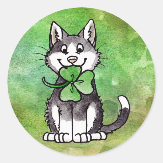 Sticker Rond Shamrock Kitty (Devant)