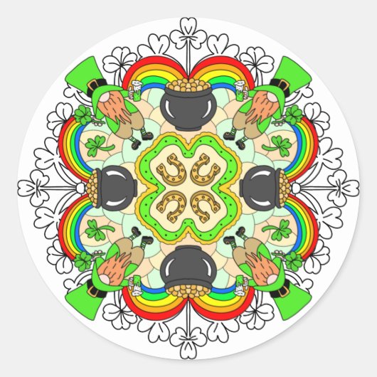 Sticker Rond Shamrock, Leprechauns Saint Patrick's Day (Devant)