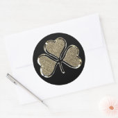 Sticker Rond Shamrock noir et or Clover Irlande chic (Enveloppe)