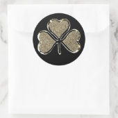 Sticker Rond Shamrock noir et or Clover Irlande chic (Sac)