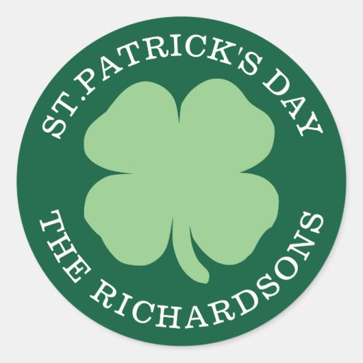 Sticker Rond Shamrock personnalisé St. Patrick's Day Vert (Devant)
