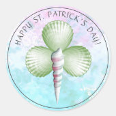 Sticker Rond Shamrock Seashells St. Patrick's Day (Devant)