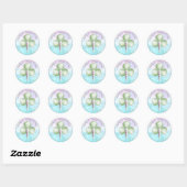 Sticker Rond Shamrock Seashells St. Patrick's Day (Feuille)