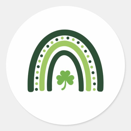 Sticker Rond Shamrock vert Boho Rainbow St. Patrick's Day (Devant)