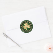 Sticker Rond Shamrock vert et or Clover St Patrick's Day (Enveloppe)