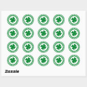 Sticker Rond Shamrock vert Jour de la Saint Patrick (Feuille)