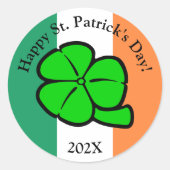 Sticker Rond Shamrock vert Saint Patrick's Day Floral Art (Devant)