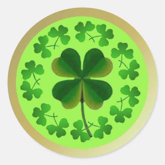 Sticker Rond Shamrocks chanceux pour la Saint Patrick (Devant)