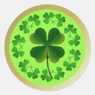 Sticker Rond Shamrocks chanceux pour le jour de St Patrick