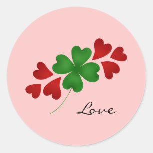 Sticker Rond Shamrocks de coeurs romans