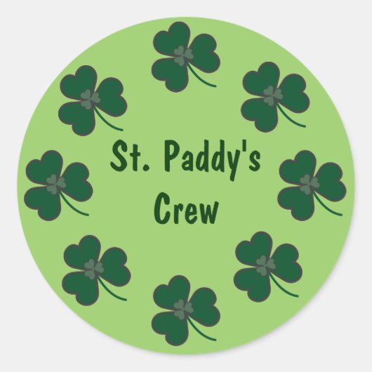 Sticker Rond Shamrocks de l'équipage de St. Paddy (Devant)