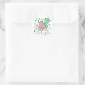 Sticker Rond Shamrocks roses et verts (Sac)