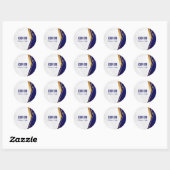 Sticker Rond Shana Tova Rosh Hashanah en bleu classique et or (Feuille)