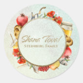 Sticker Rond Shana Tova Rosh Hashanah, pomme et miel (Devant)