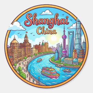 Sticker Rond Shanghai, Chine Chine