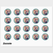 Sticker Rond Shar Pei Face Chien (Feuille)