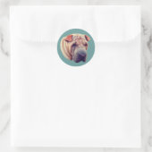 Sticker Rond Shar Pei Face Chien (Sac)