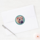 Sticker Rond Shar Pei Face Chien (Enveloppe)