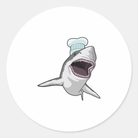 Sticker Rond Shark as Cook (Devant)