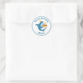 Sticker Rond Shark avec gâteau d'anniversaire (Sac)