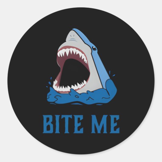 Sticker Rond Shark Bite Me Semaine Du Requin (Devant)