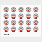Sticker Rond Shark Bite N'importe quel âge fête d'anniversaire (Feuille)