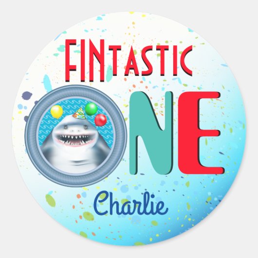 Sticker Rond Shark Fintastic premier anniversaire (Devant)